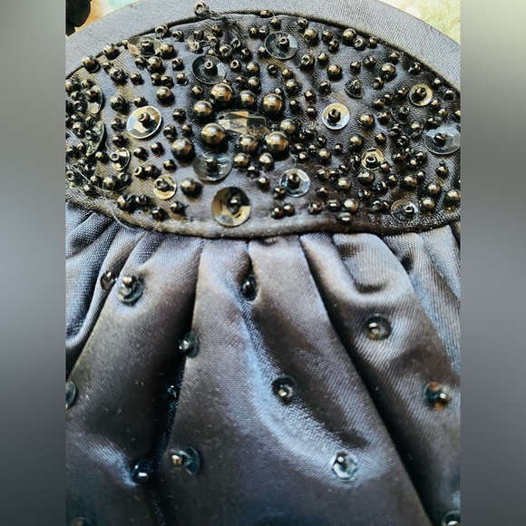 La Sera by Franchi black élégant handbag w/coin purse closure bedazzled top - Picture 3 of 8